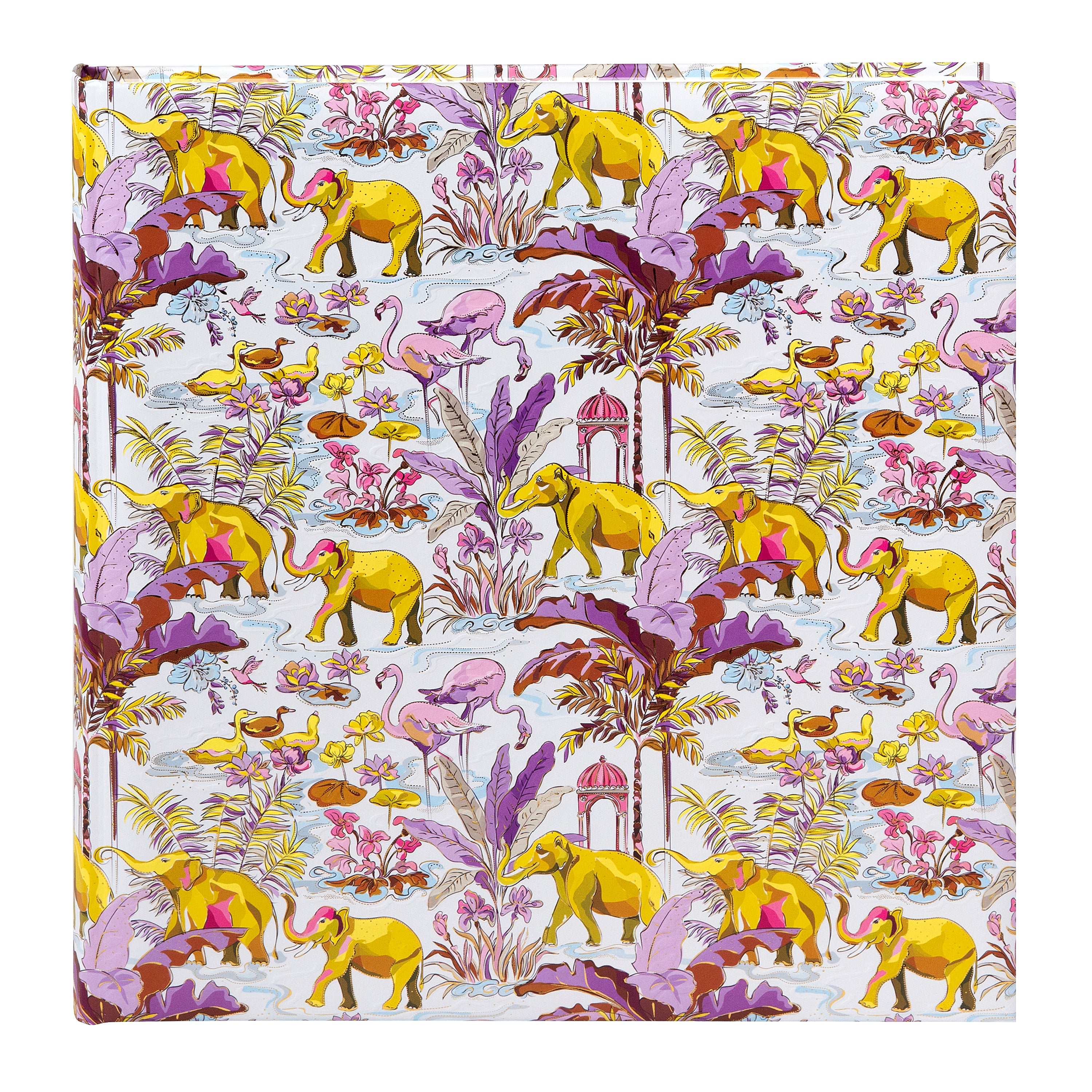 Goldbuch photo album with tropical animal and plant motives on a white background.