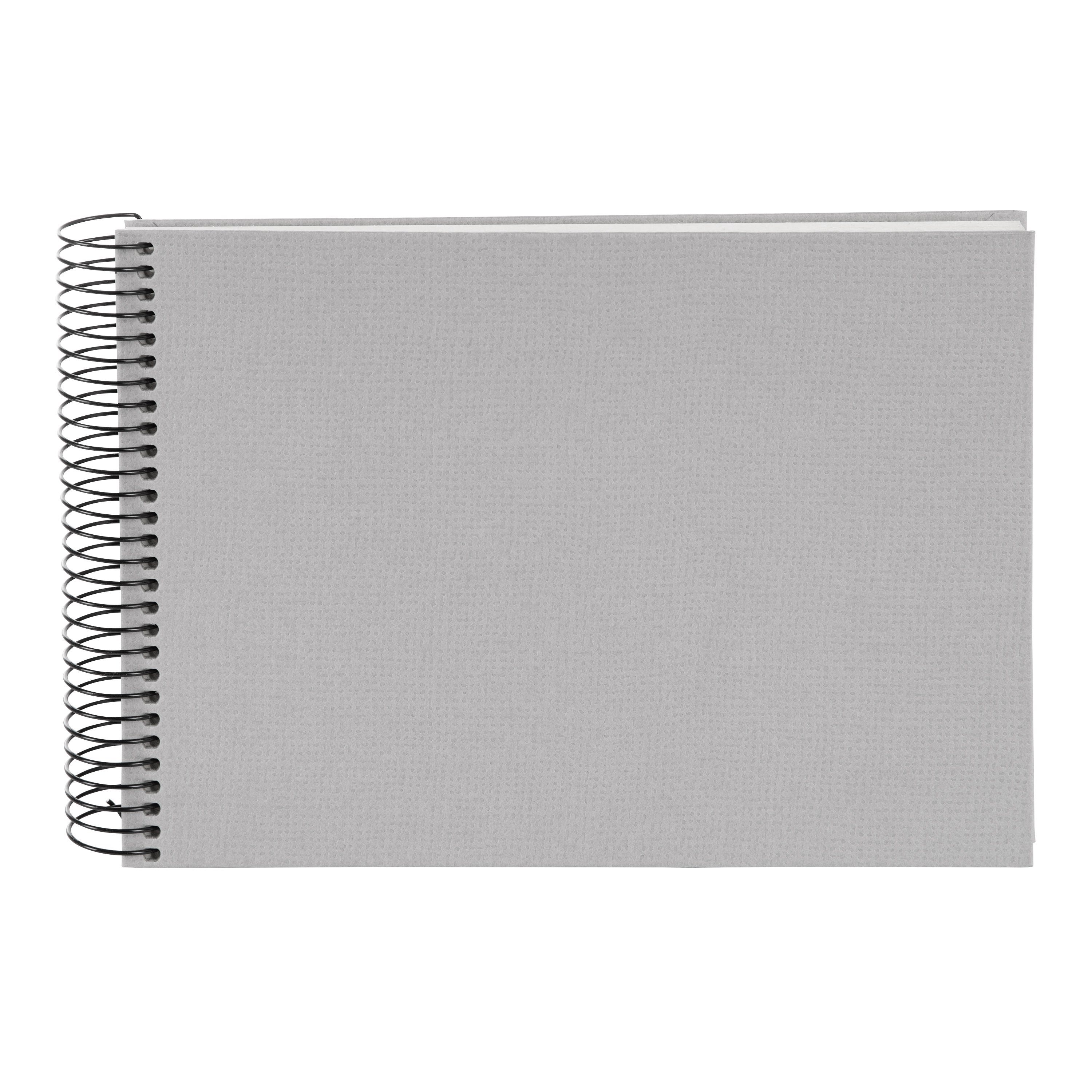 A Goldbuch clean design grey photo album with a spiral binding.