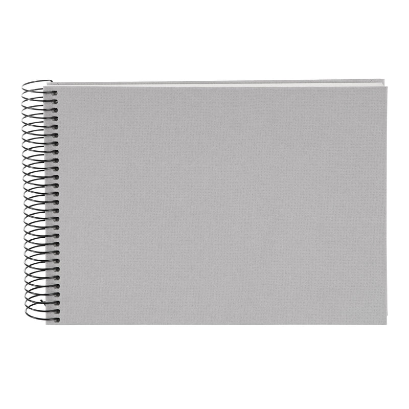 A Goldbuch clean design grey photo album with a spiral binding.