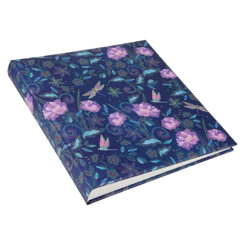 A vibrant blue Goldbuch photo album featuring lilac flowers and butterflies, indicative of a decorative photo album.