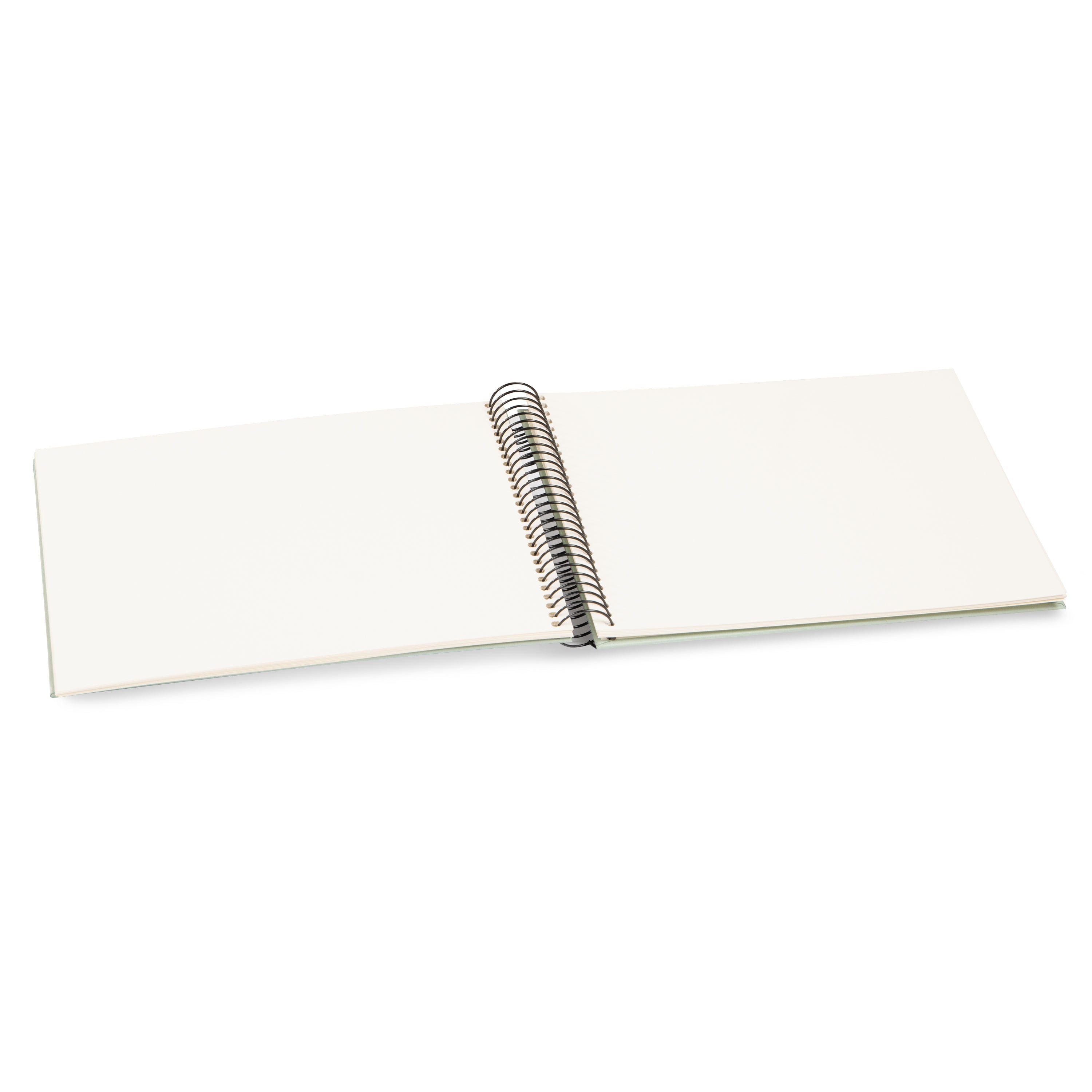 A Goldbuch eukalyptus green photo album with a spiral binding.