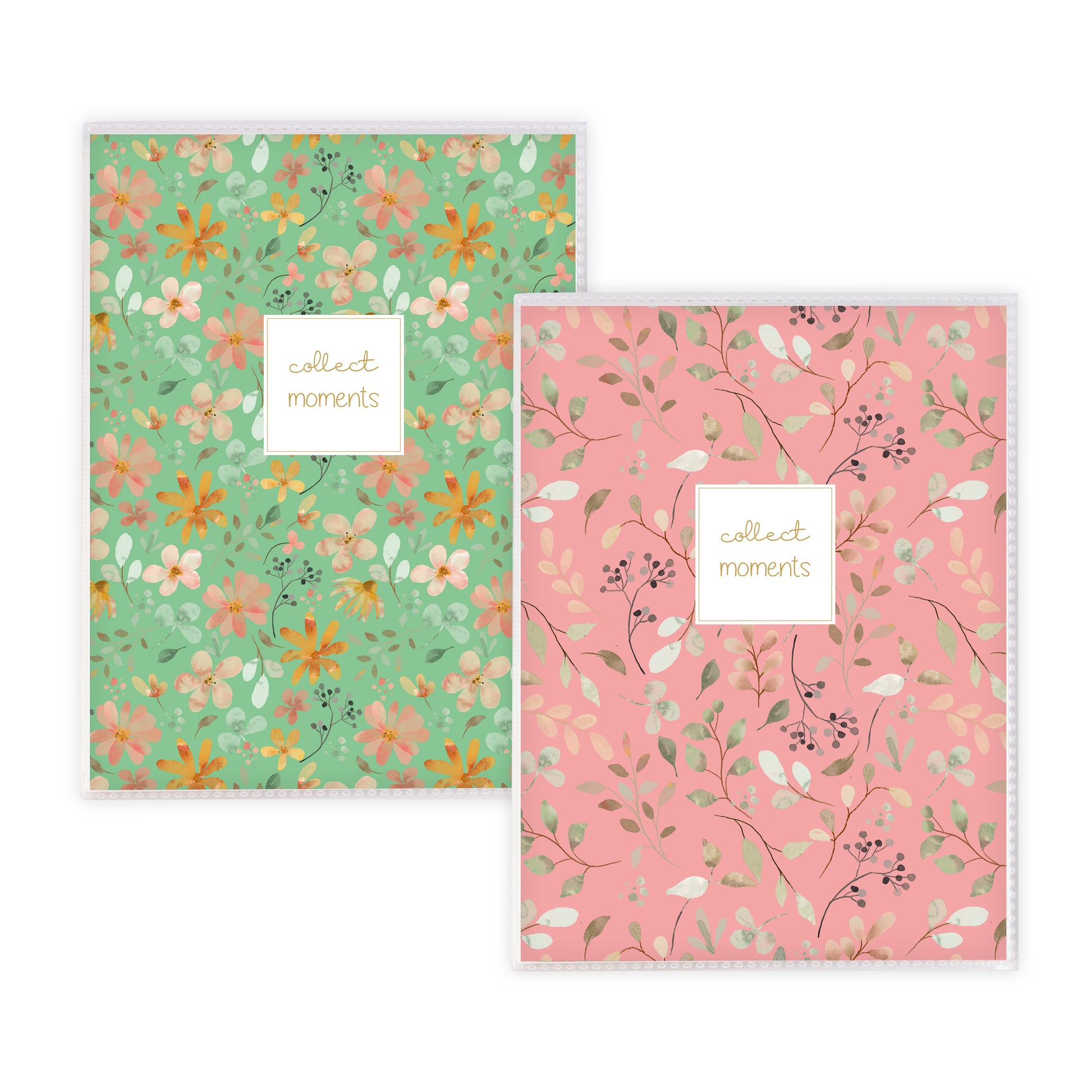Goldbuch floral photo album with 'collect moments' text on a white background