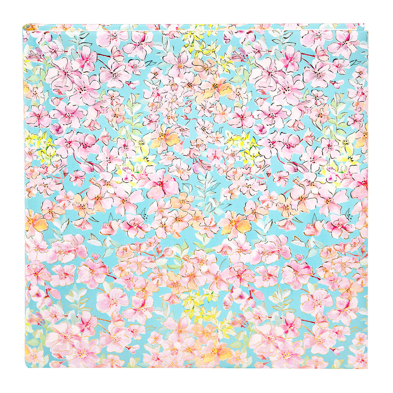 Goldbuch photo album with a blue floral pattern adorned with pink flowers, ideal for preserving memories.
