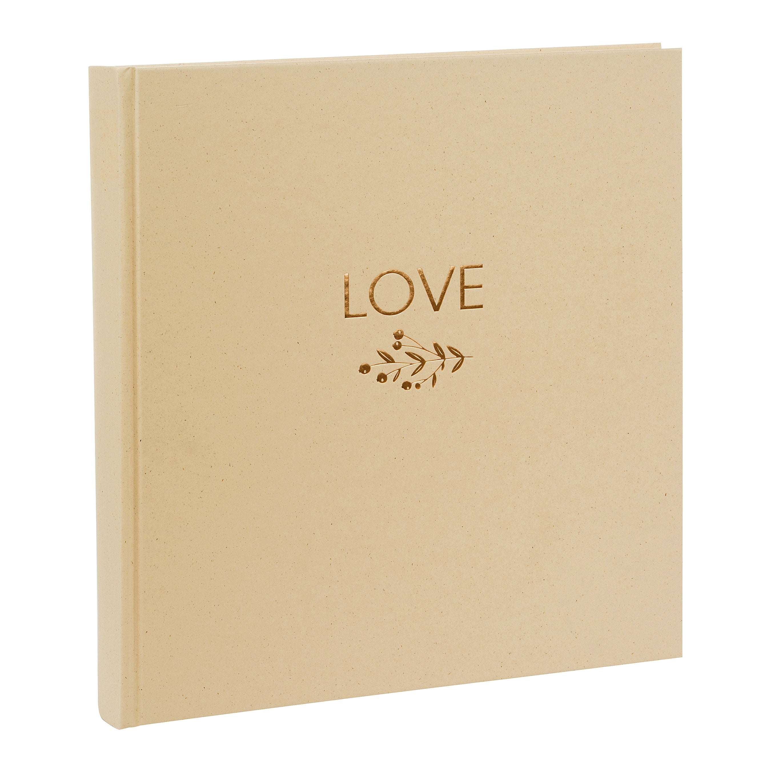 A rustic Goldbuch photo album with the word "Love" on the cover, perfect for preserving special moments.