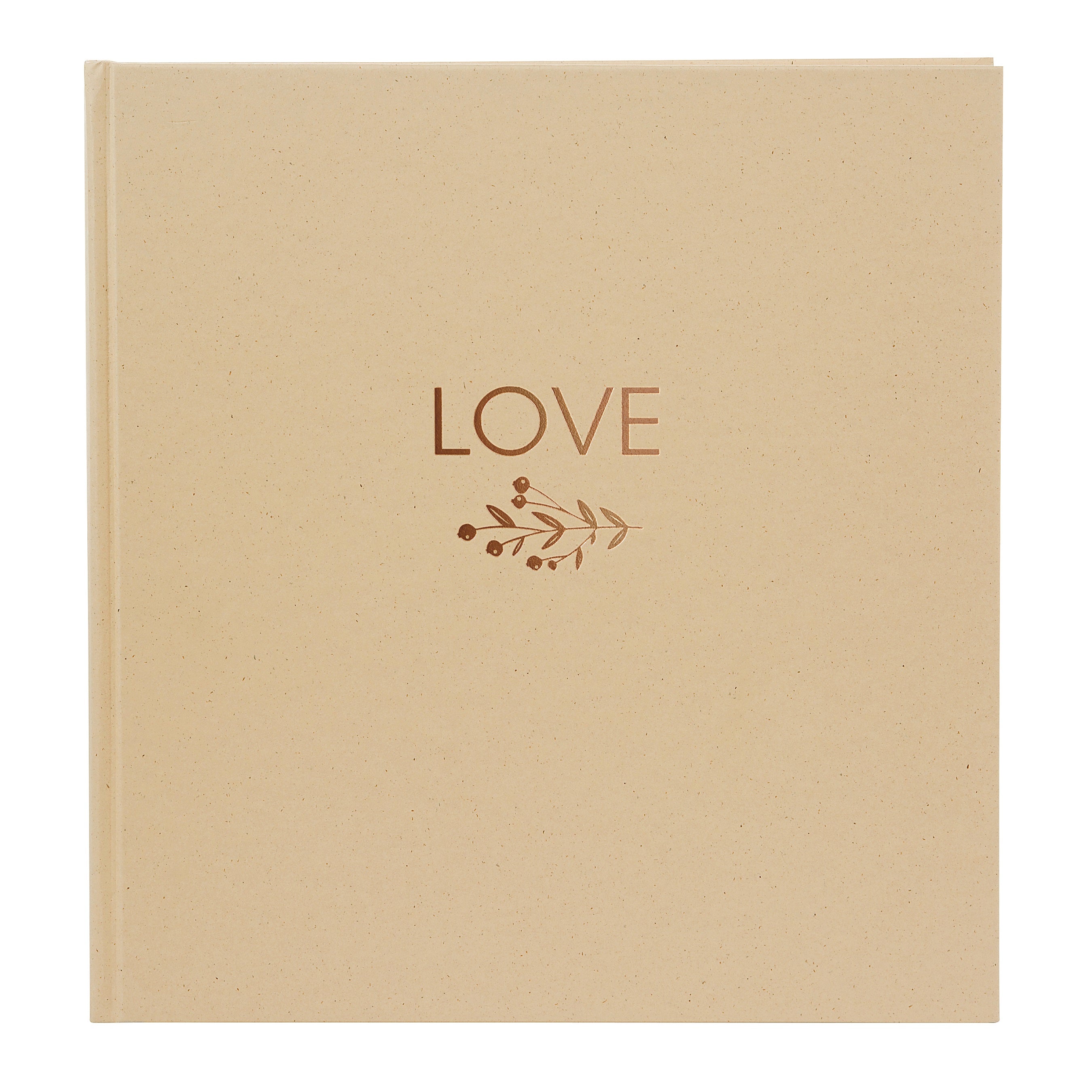 A rustic Goldbuch photo album with the word "Love" on the cover, perfect for preserving special moments.