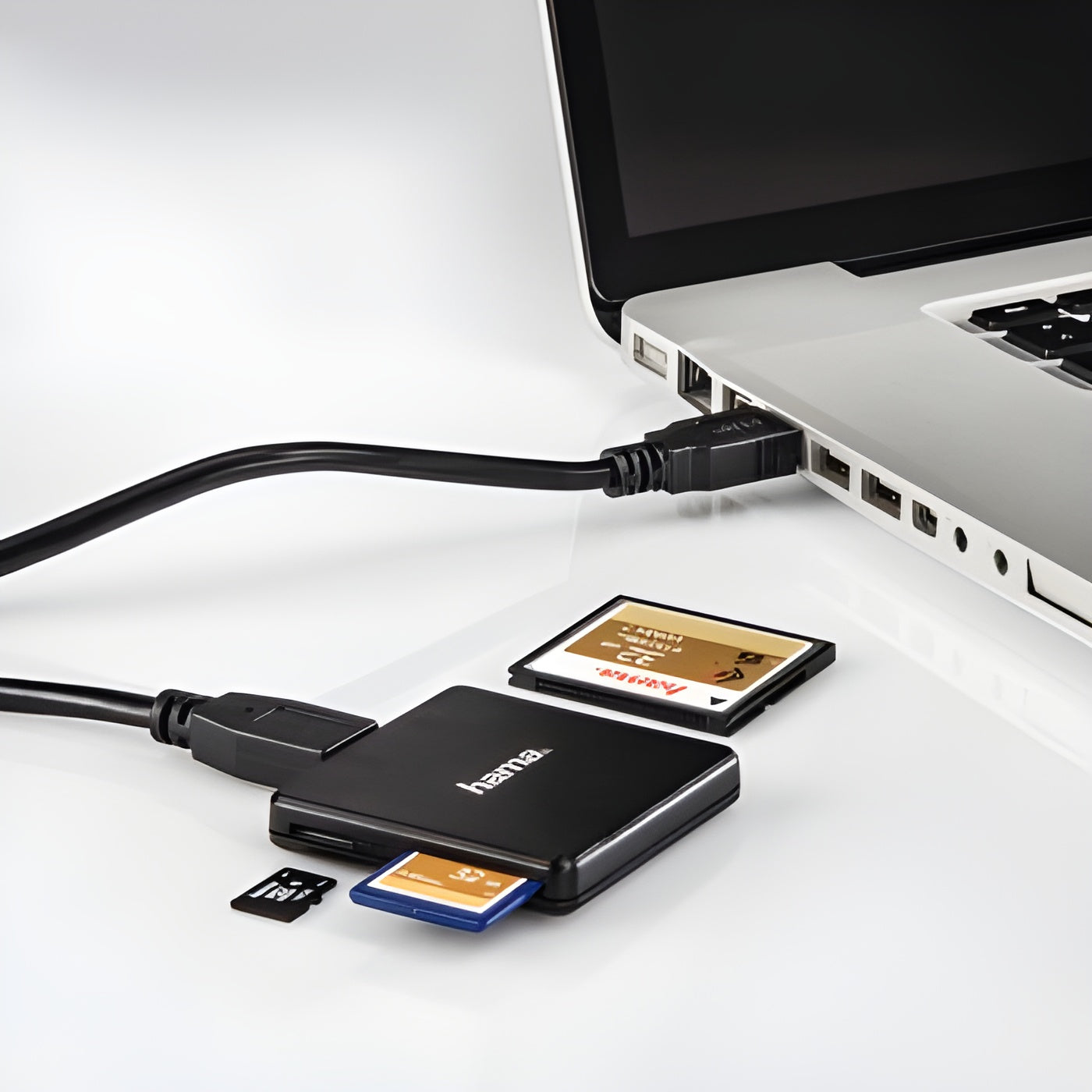 A compact device, a Hama memory card reader, for convenient data transfer.