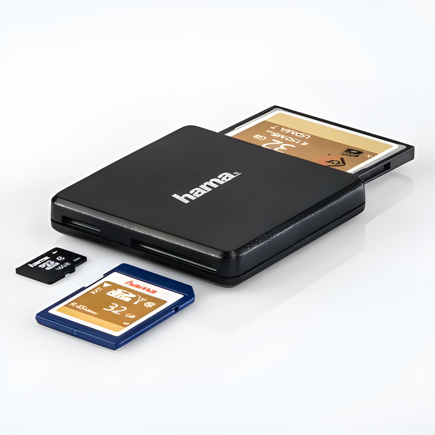 A compact device, a Hama memory card reader, for convenient data transfer.