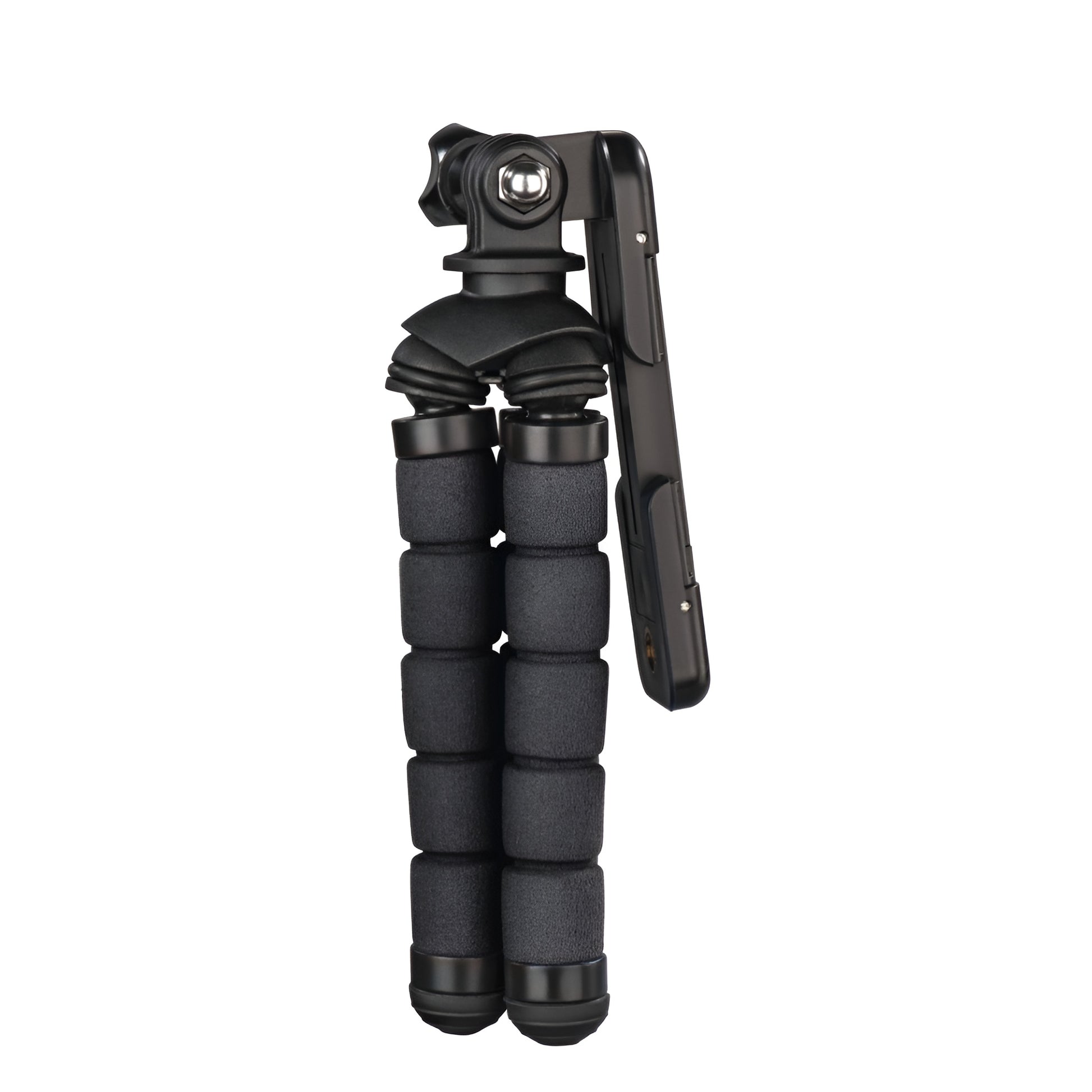 A Hama tripod supporting a camera, positioned for photography, showcasing stability and professional equipment.