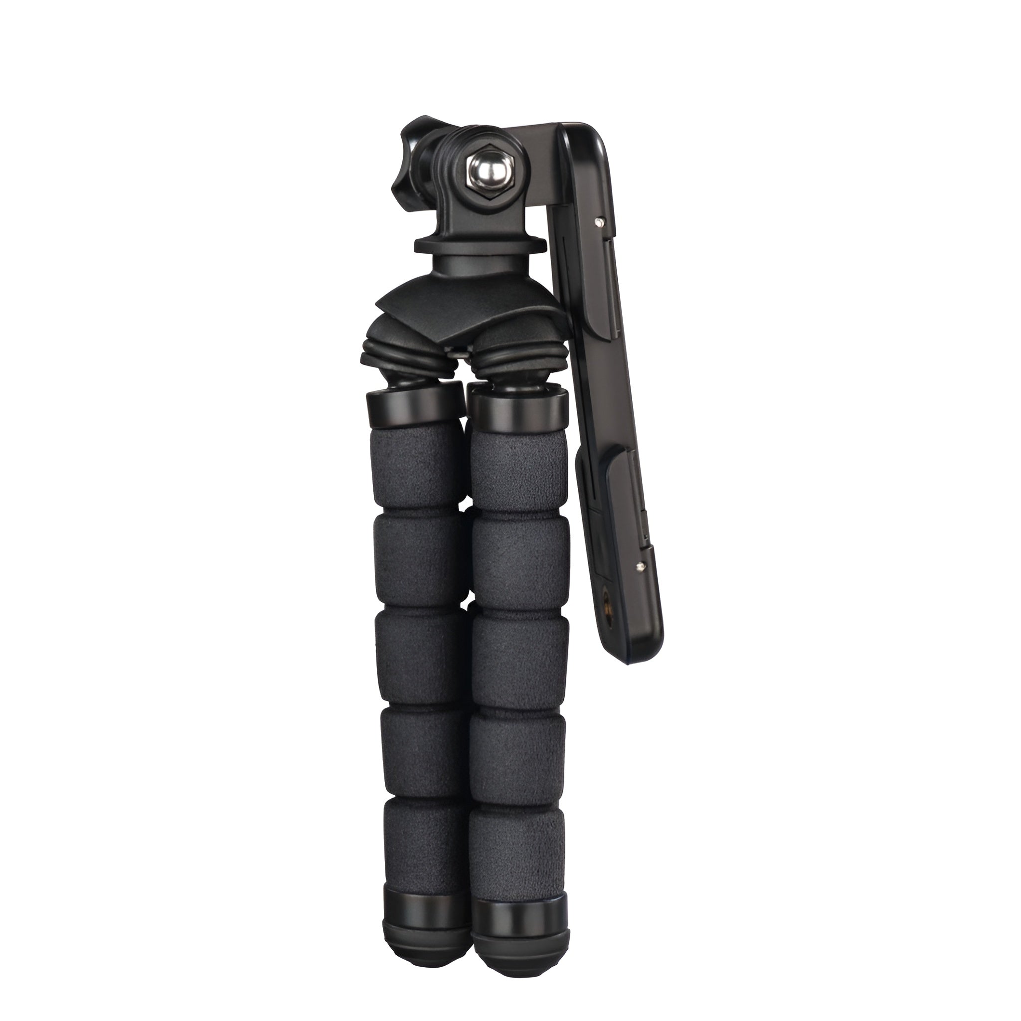 A Hama tripod supporting a camera, positioned for photography, showcasing stability and professional equipment.