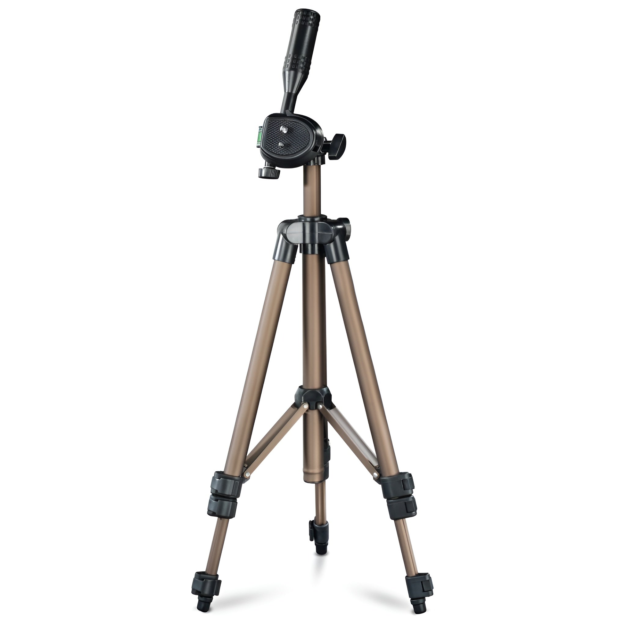 A Hama tripod supporting a camera, positioned for photography, showcasing stability and professional equipment.