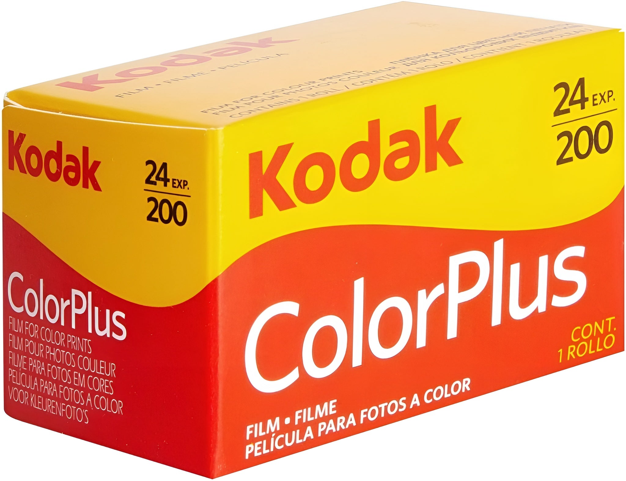Kodak ColorPlus film packaged in a box, designed for photographers seeking rich color and quality in their images.