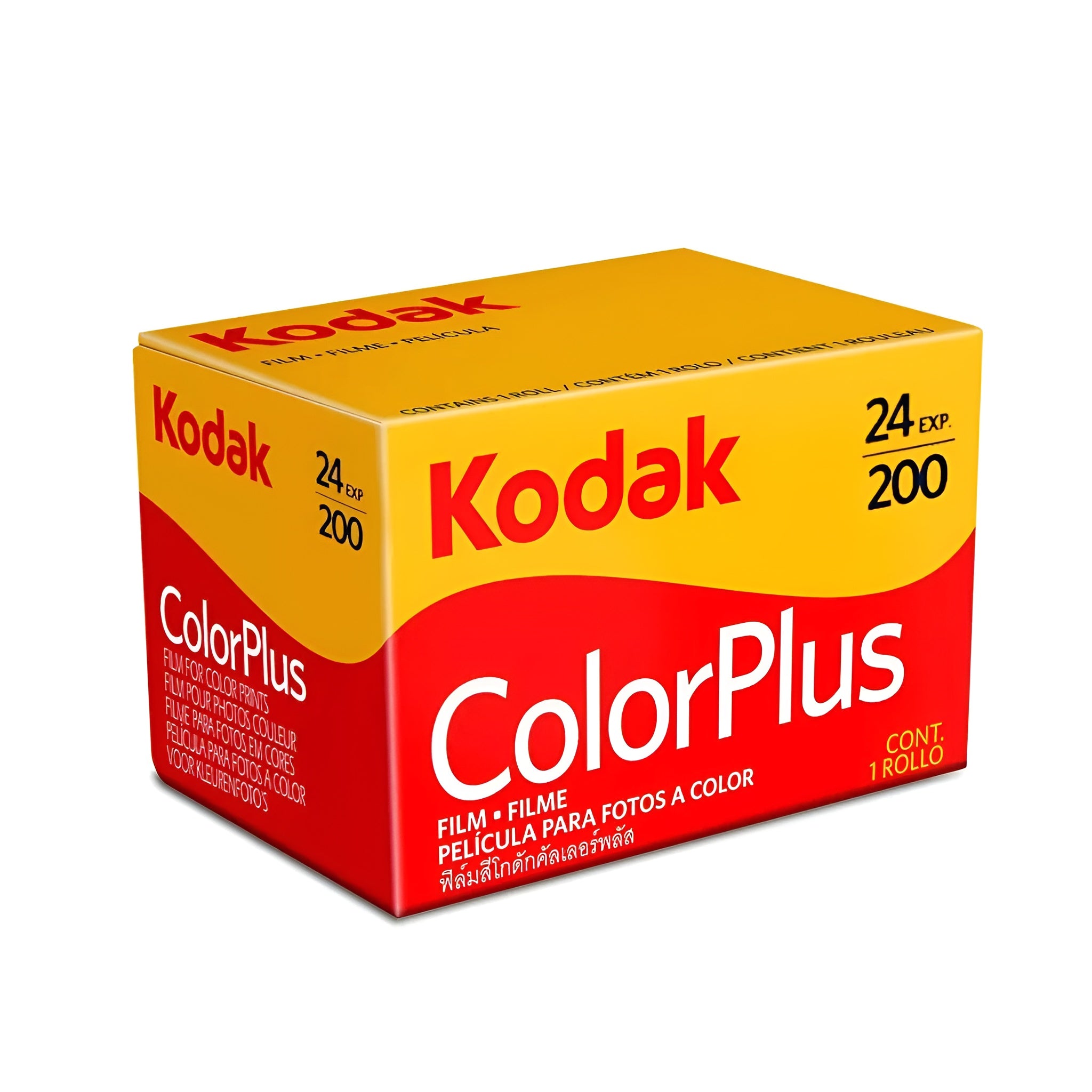 Kodak ColorPlus film packaged in a box, designed for photographers seeking rich color and quality in their images.