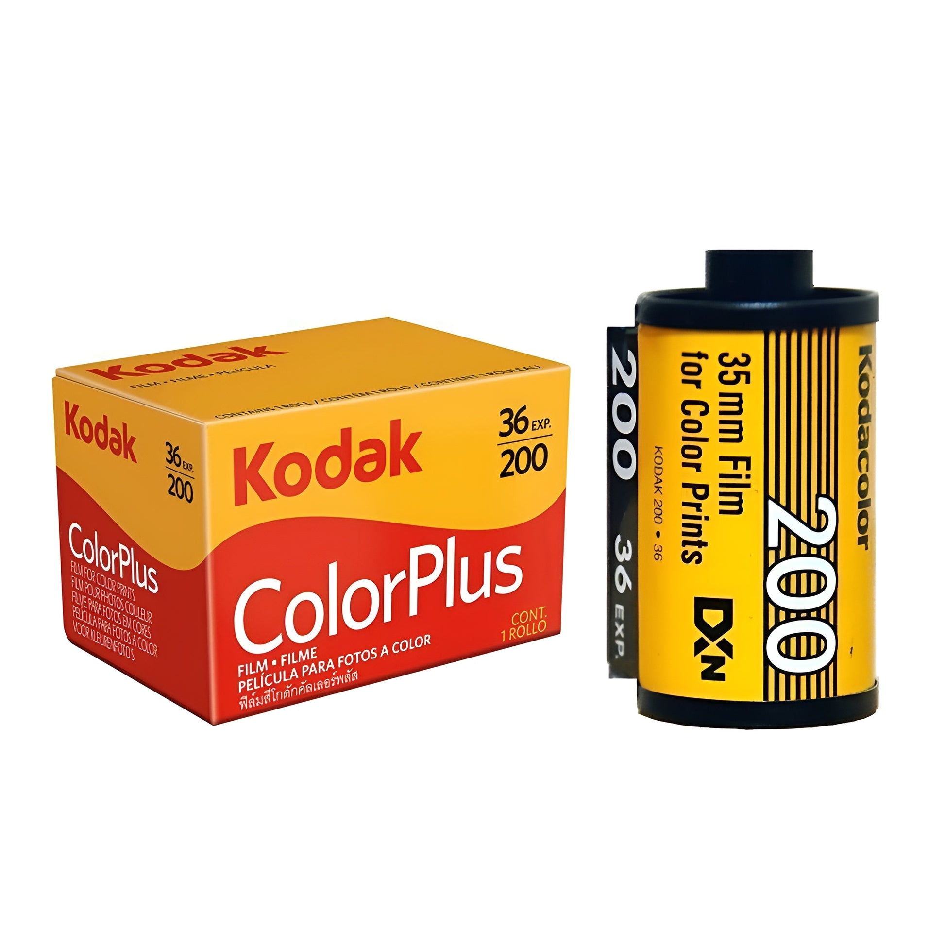 Kodak ColorPlus film packaged in a box, designed for photographers seeking rich color and quality in their images.