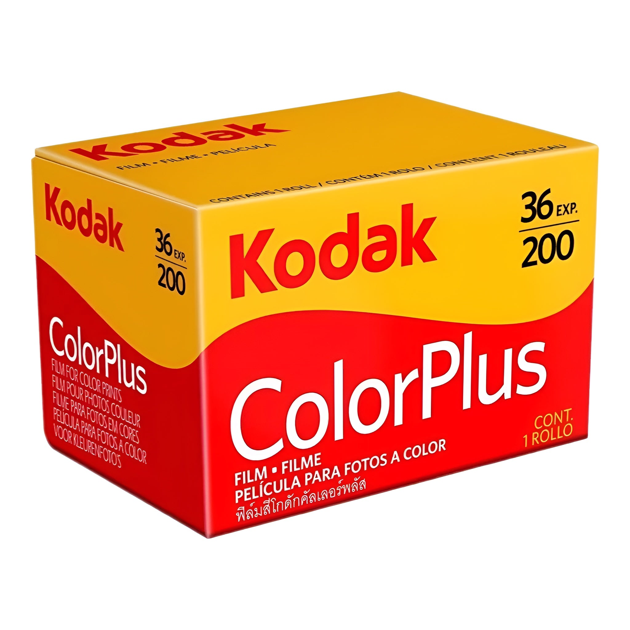 Kodak ColorPlus film packaged in a box, designed for photographers seeking rich color and quality in their images.