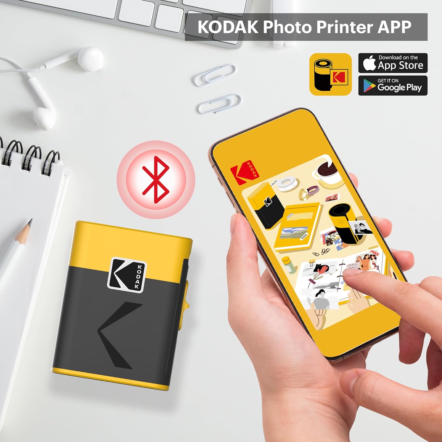 Kodak label printer in a yellow and black box, prominently displaying the Kodak label.