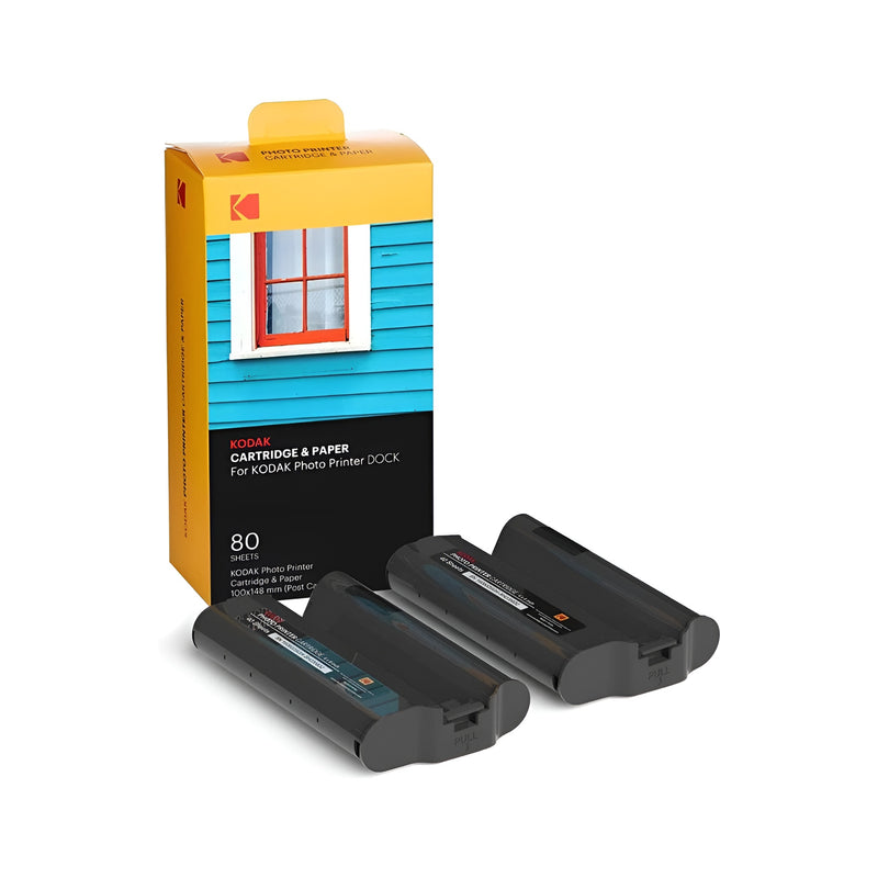 Kodak photo printer cartridge pack, featuring cartridges for 80 sheets instant photo printing for size 10x15cm.
