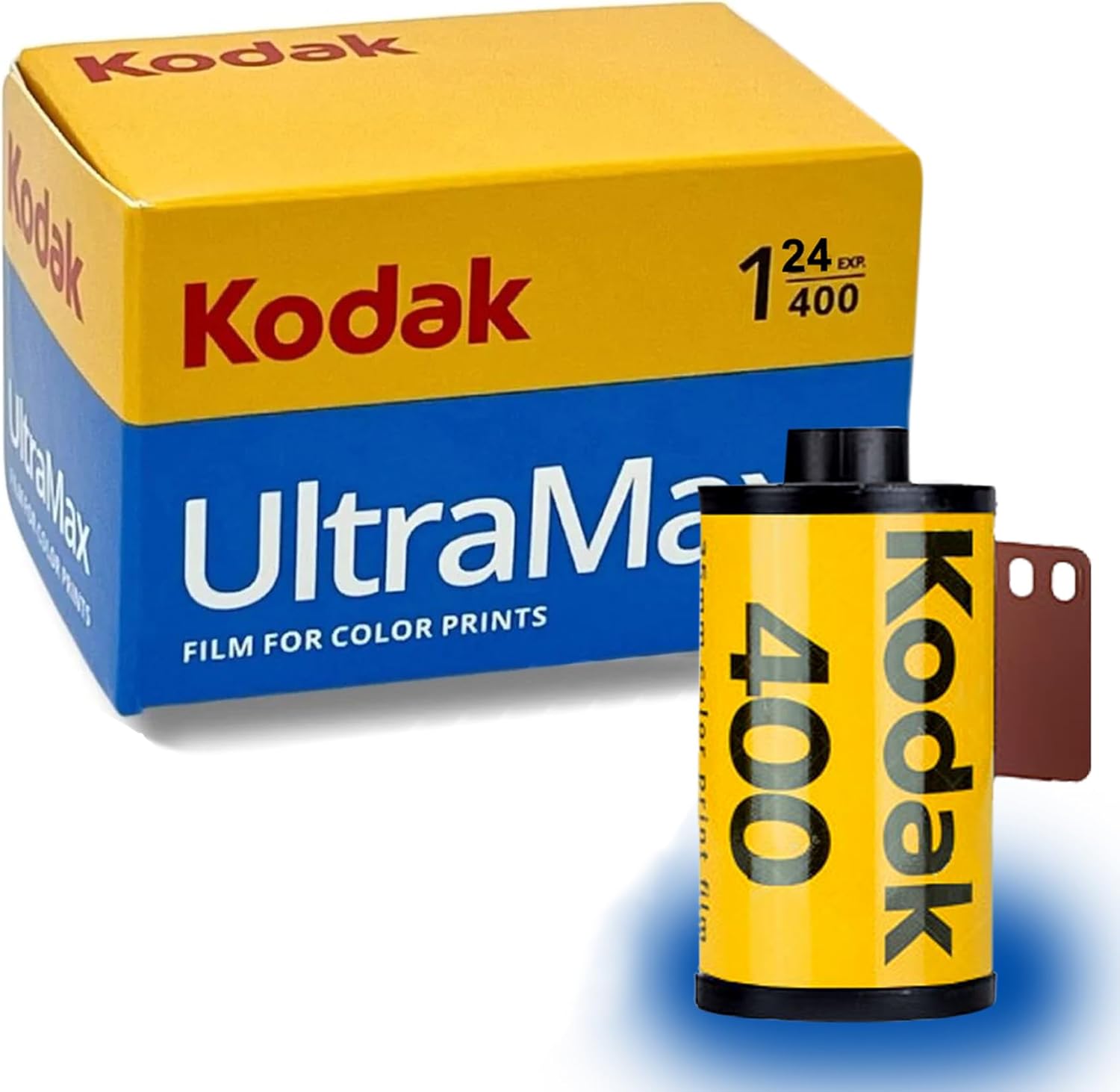 Kodak UltraMax color film packaged in a box, designed for photographers seeking rich color and quality in their images.