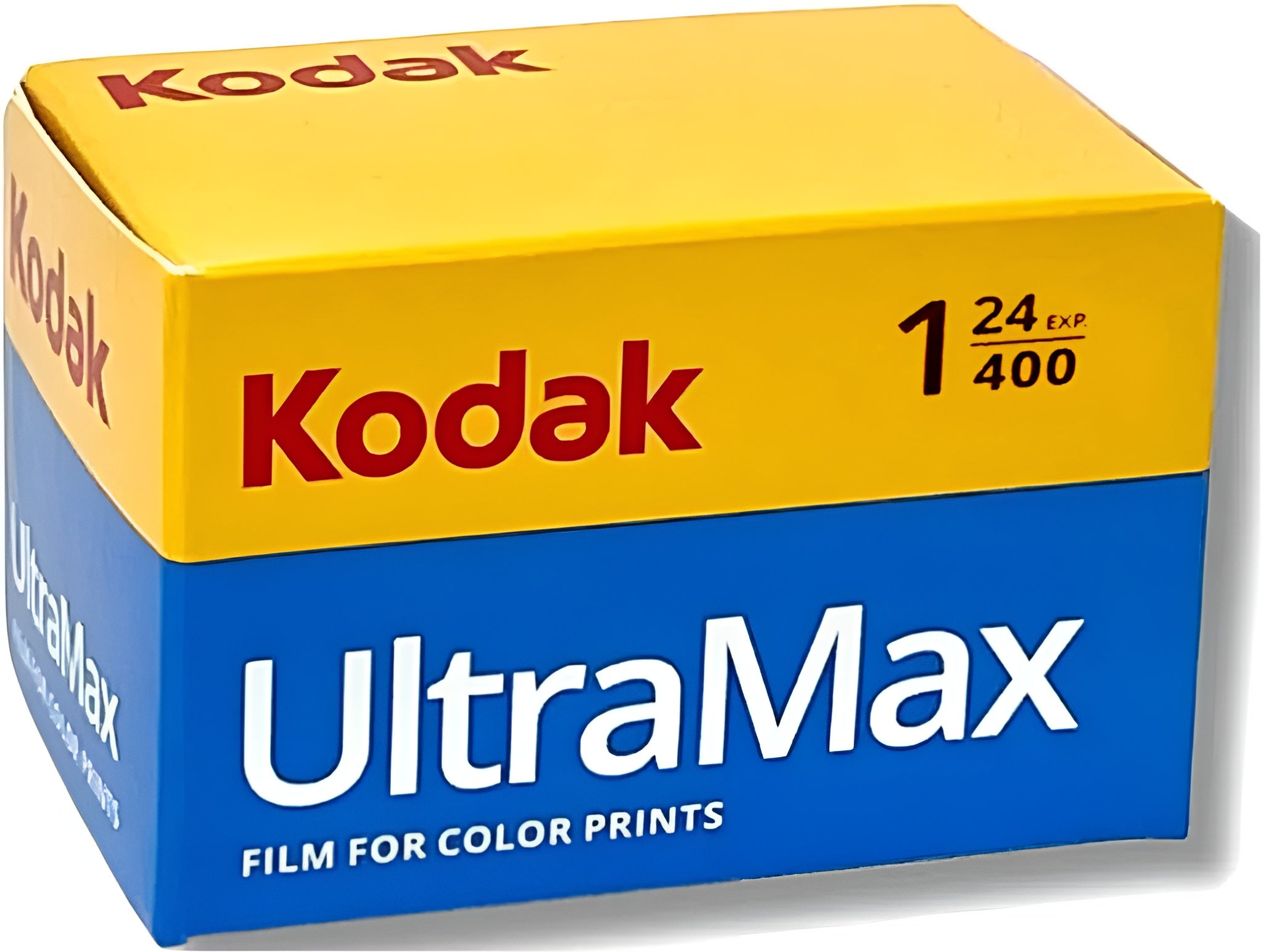 Kodak UltraMax color film packaged in a box, designed for photographers seeking rich color and quality in their images.