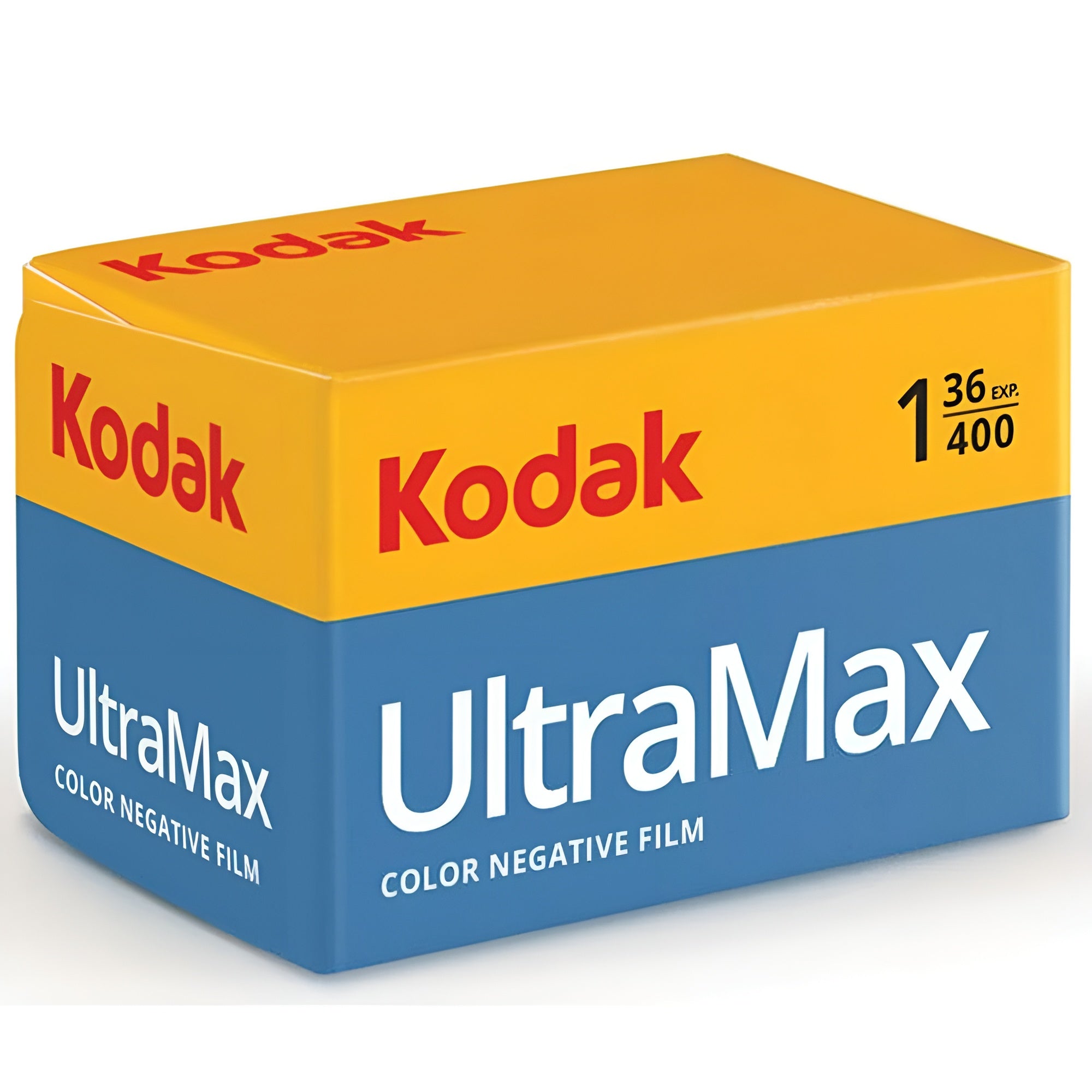 Kodak UltraMax film packaged in a box, designed for photographers seeking rich color and quality in their images.