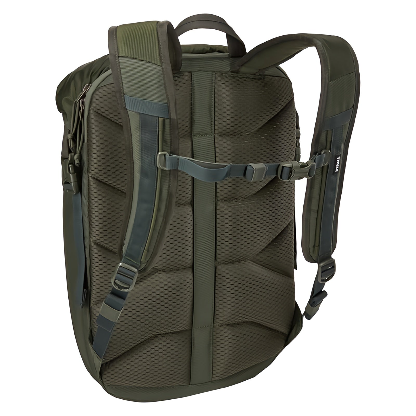 Versatile Dark Forest Thule EnRoute DSLR camera backpack provides fully customizable storage, quick access to gear and a comfortable carry in any environment.