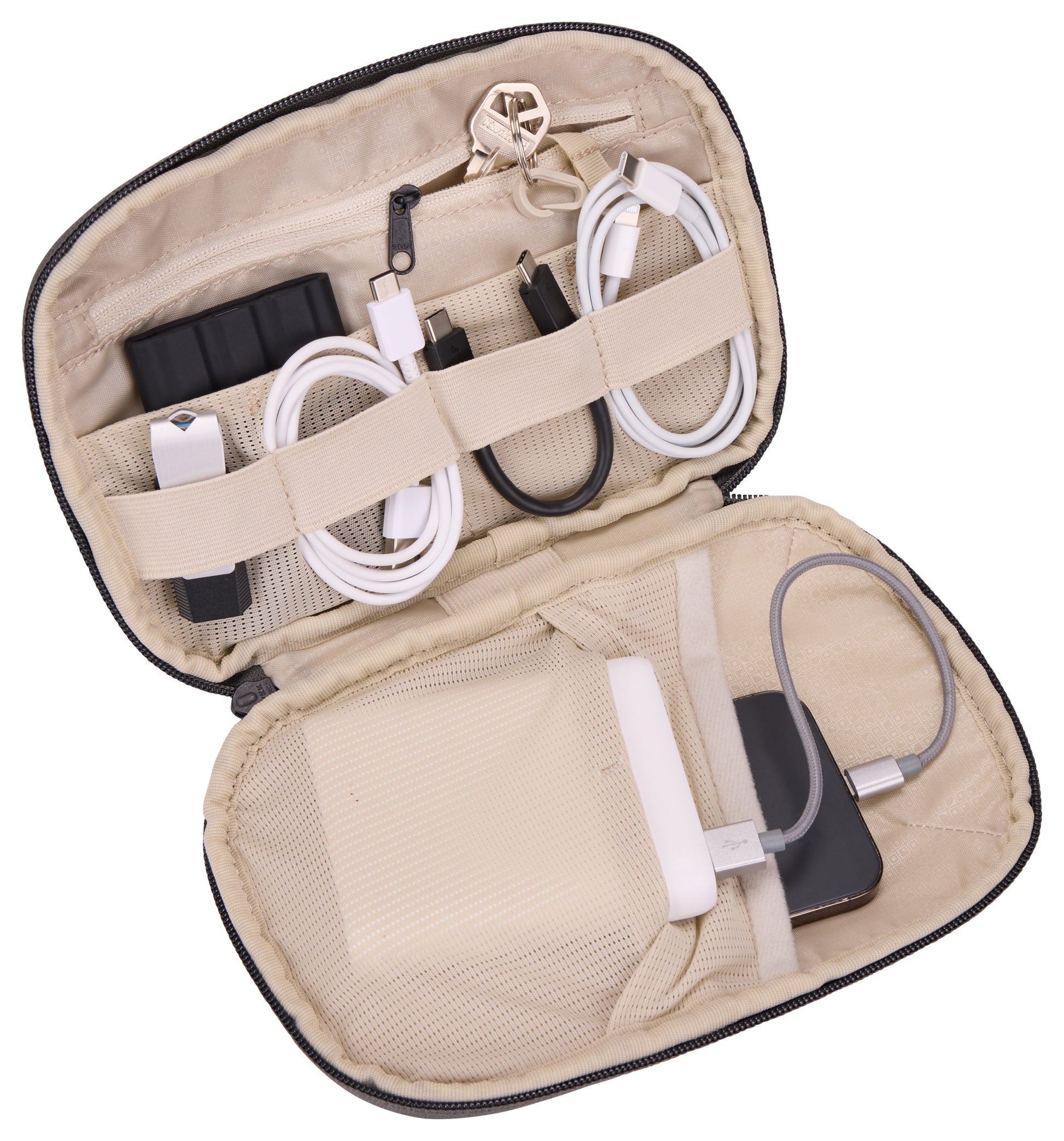 Versatile Thule PowerShuttle case, provides storage for chargers, cords, small electronics and other items, quick access to gear and a comfortable carry in any environment.