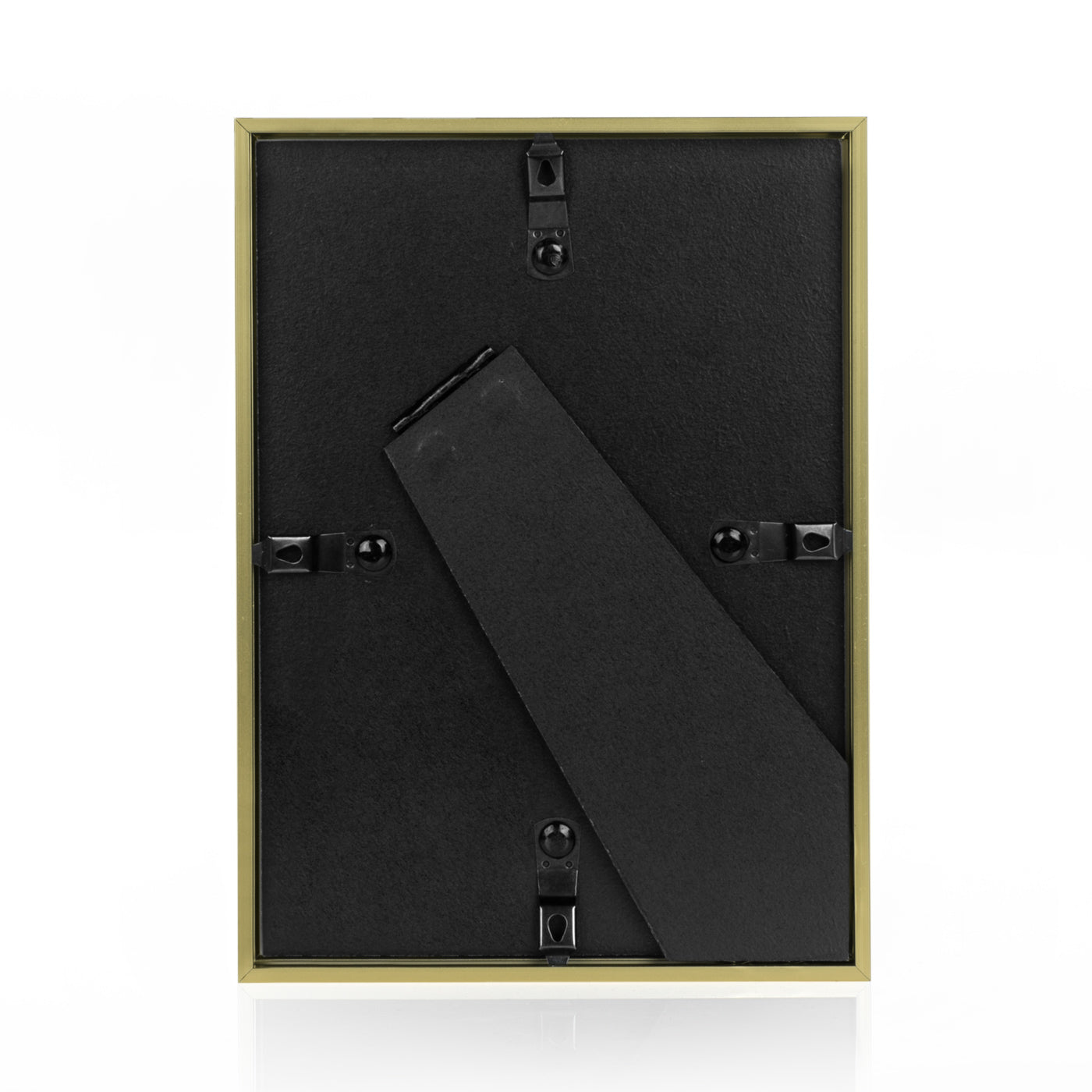 Back view of a gold ZEP picture frame with black mat and white border