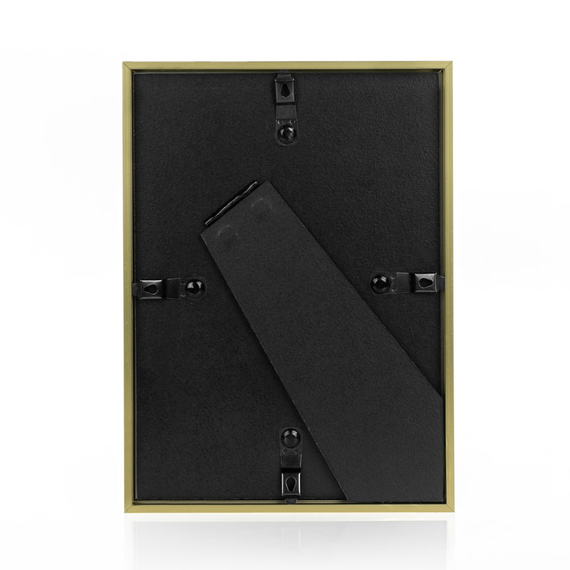 Back view of a gold ZEP picture frame with black mat and white border