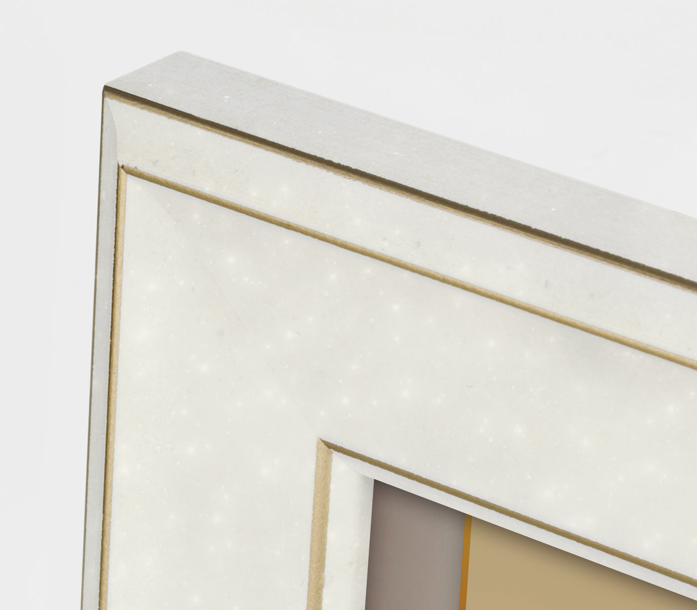 An elegant white ZEP photo frame featuring a yellow chair, wooden frame, combining a cheerful hue with the warmth of natural wood for a stylish look.